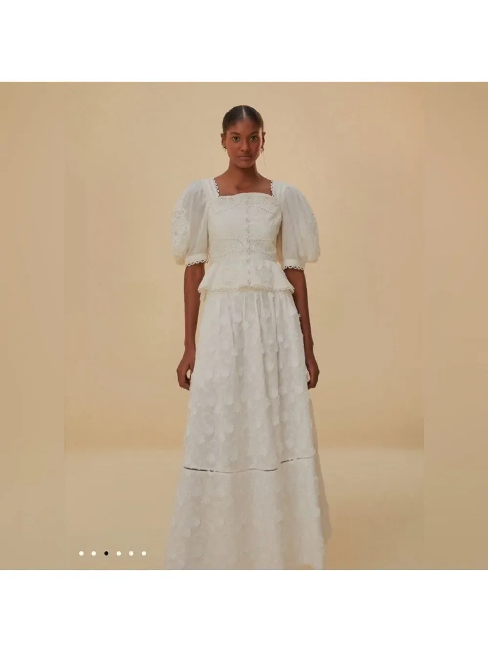 Farm Rio Off-White 3d Flower Midi Skirt